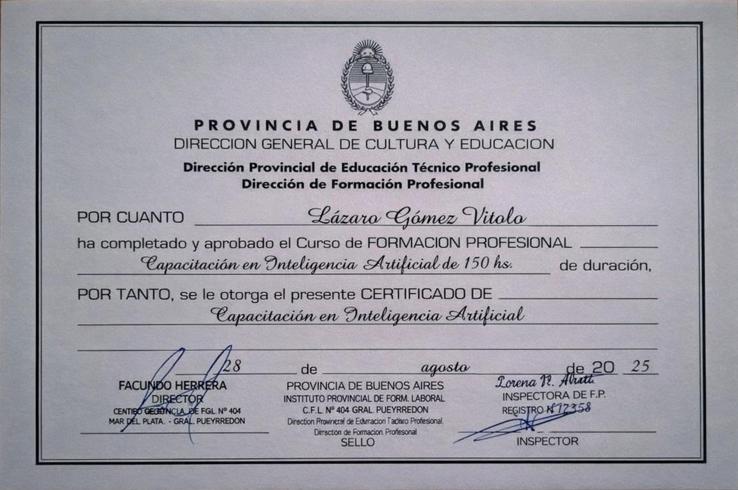 Certificate