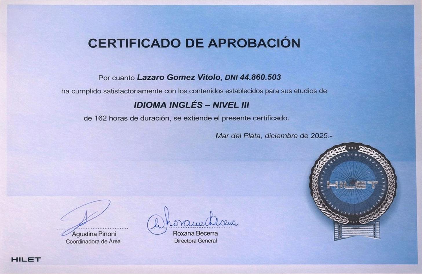Certificate