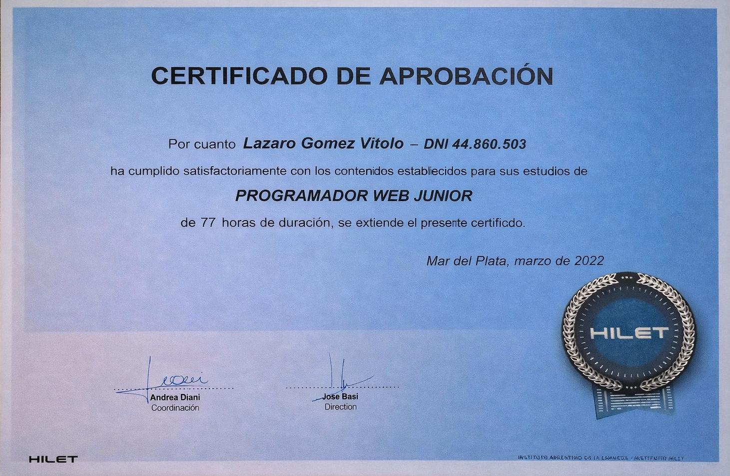 Certificate